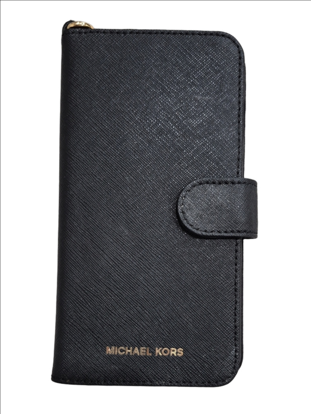 Michael Kors Black Saffiano Leather Folio Wallet Phone Case for iPhone 7 / 8